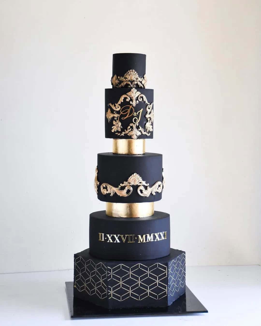 Elegant Black And Gold Cakes