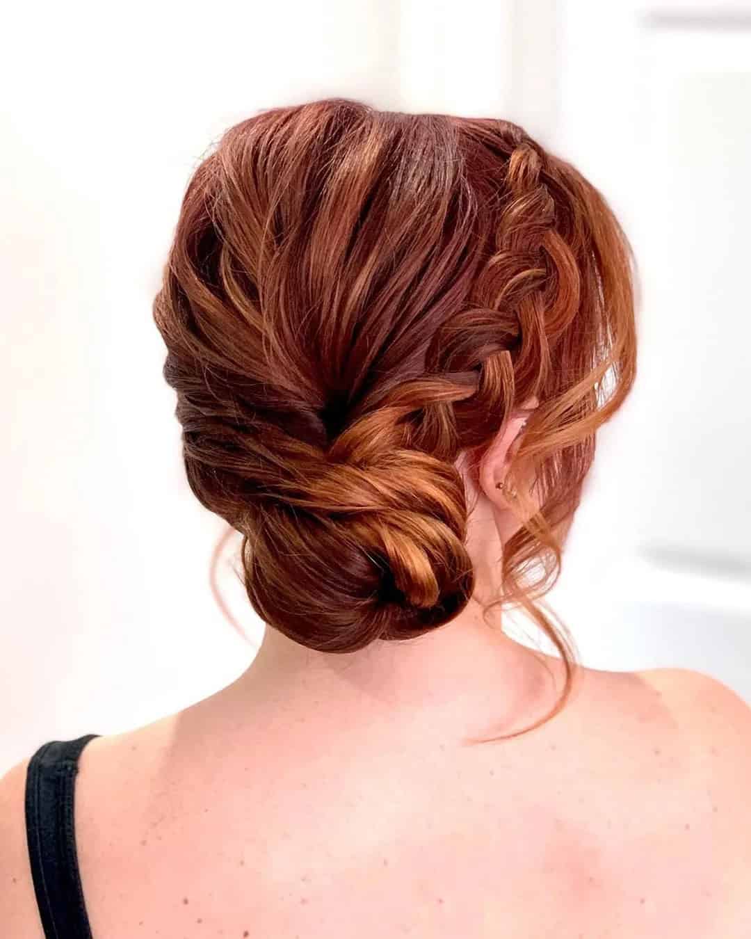 Side Swept Wedding Updo Medium Hair