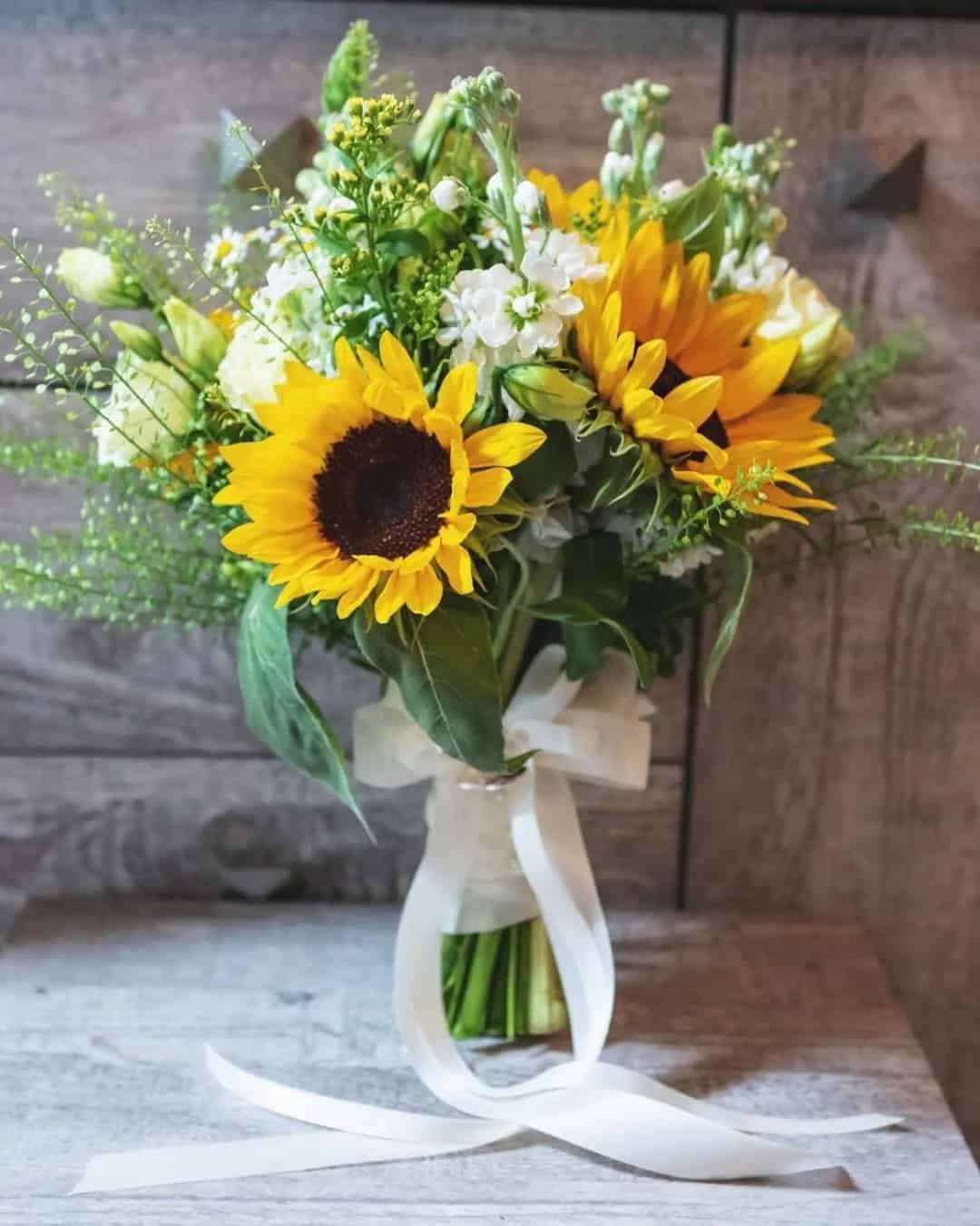 Sunflower Bouquets with White Flowers