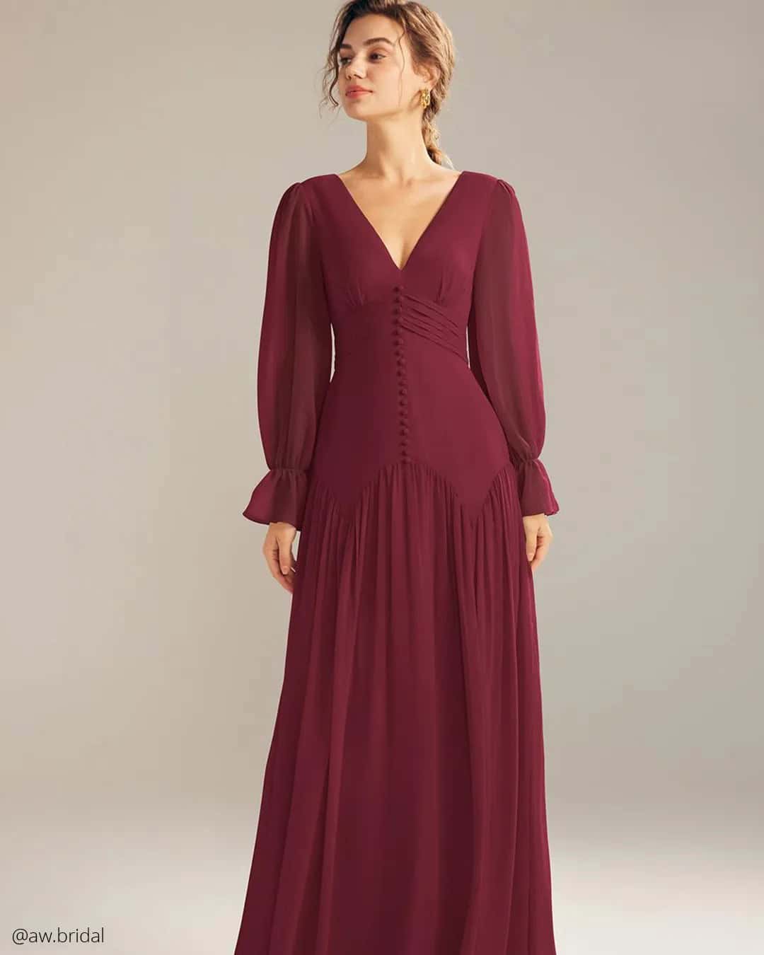 Burgundy Bridesmaid Dresses With Sleeves