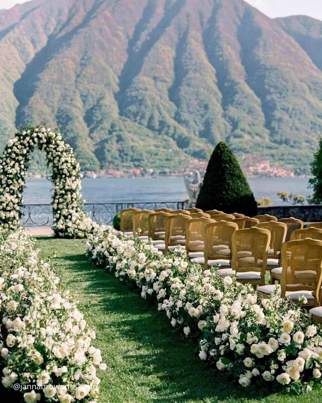 Line Flowers Along The Aisle