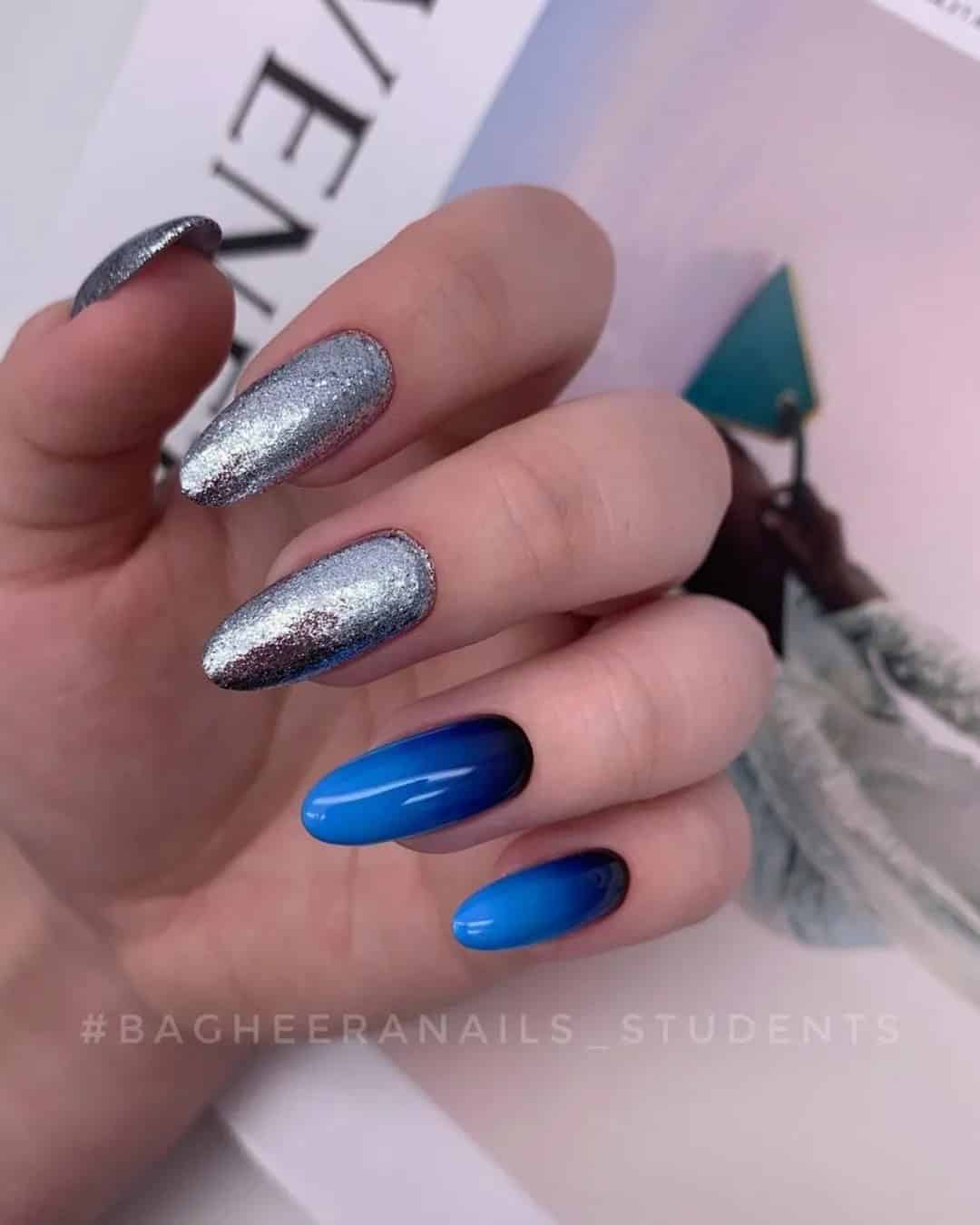 Blue And Silver Wedding Nails