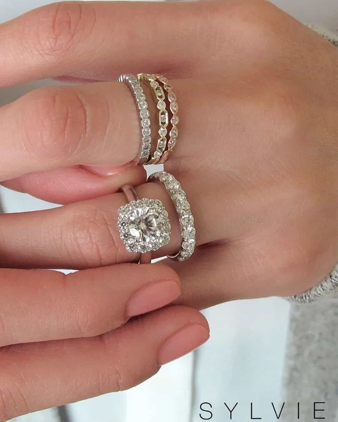 Beautiful Halo Wedding Rings