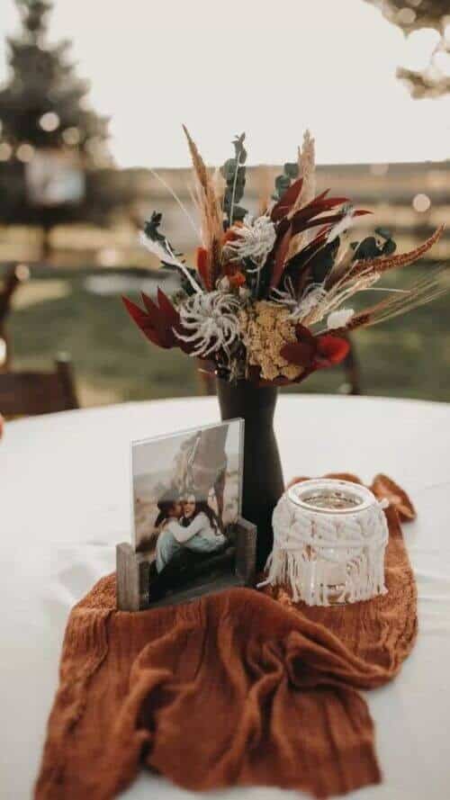 Red, orange, and yellow centerpieces