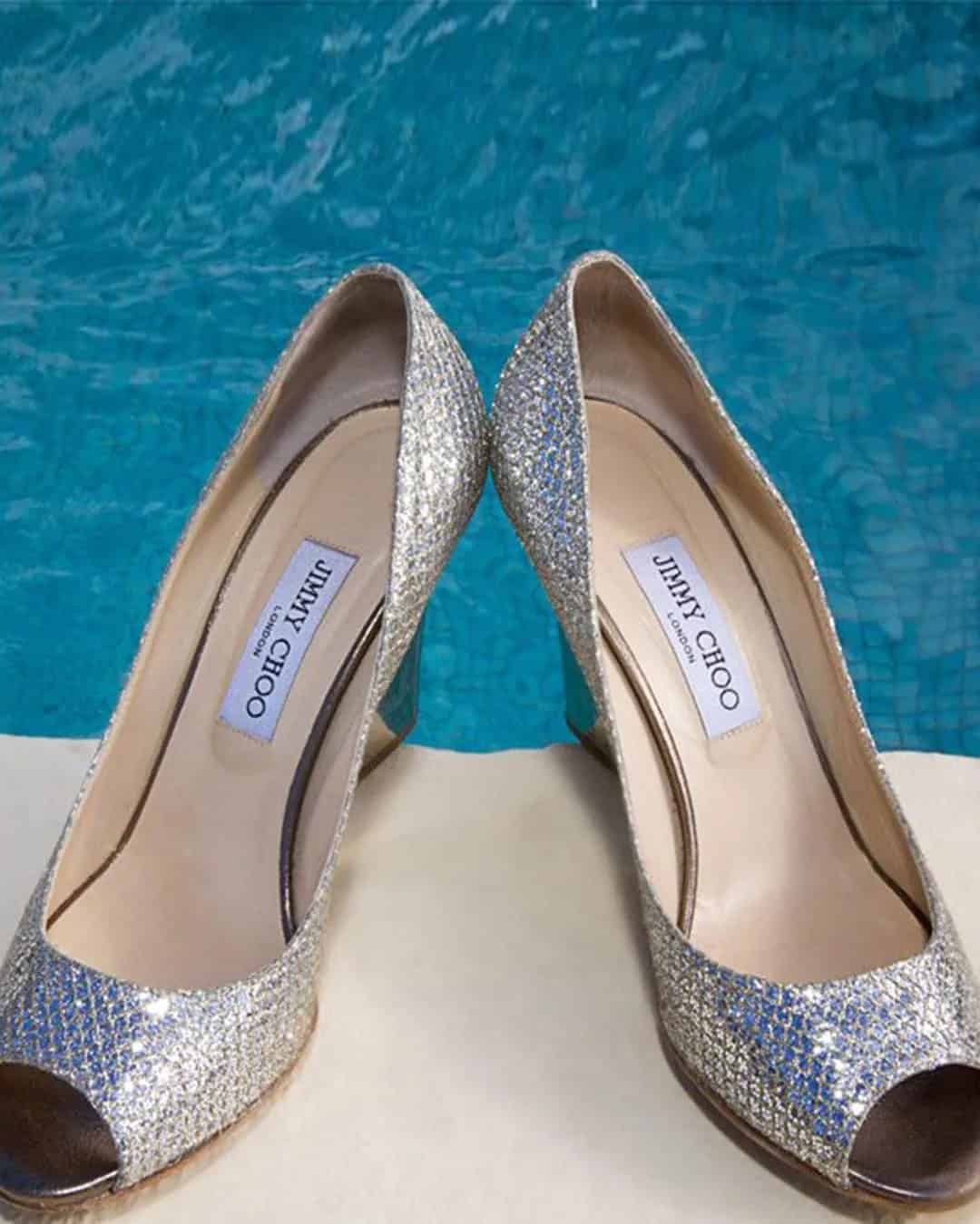 Silver Wedge Wedding Shoes