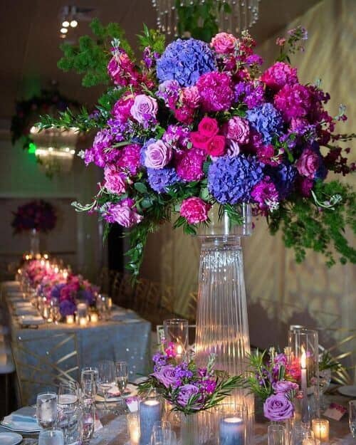 2 Shades of Purple Floral Centerpiece