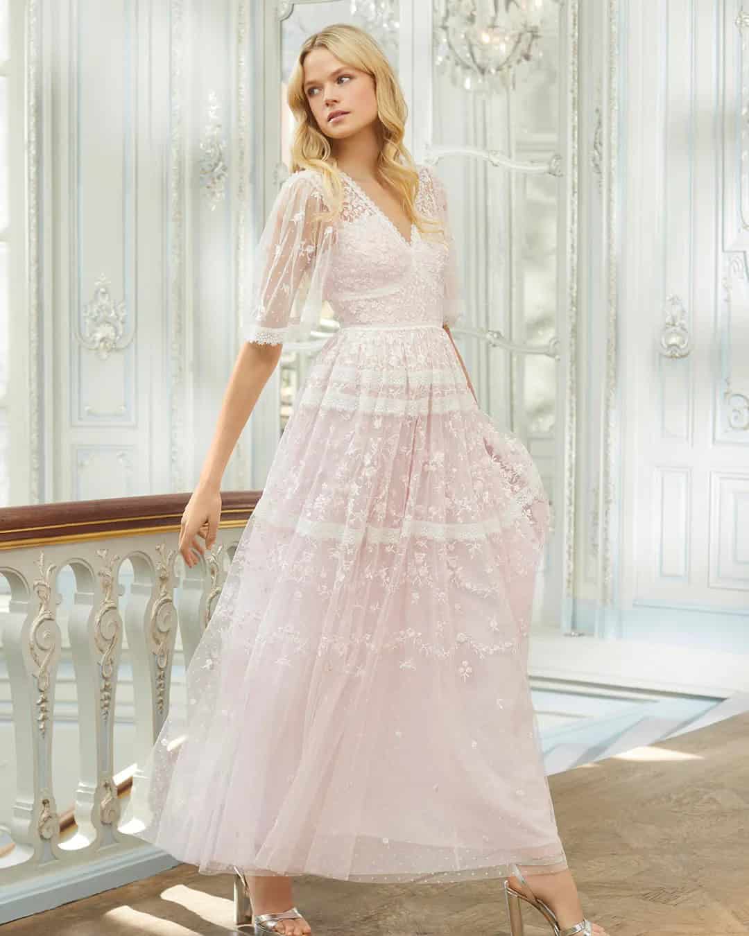 Tea Length Dresses Wedding With Sleeves