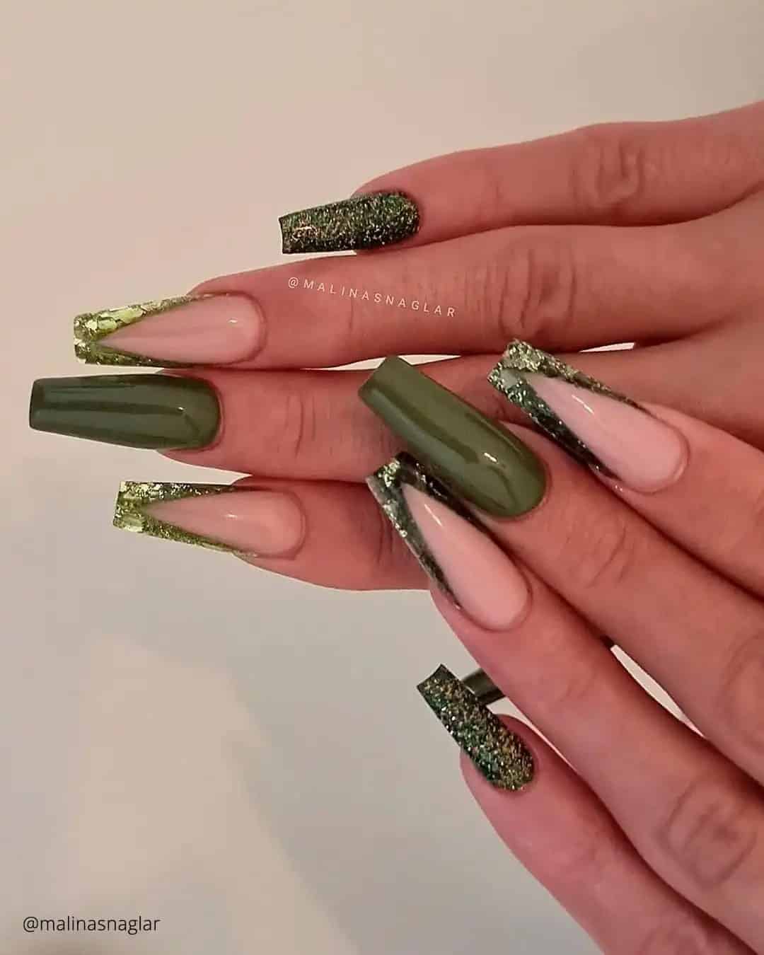 Green Color Indian Nail Designs