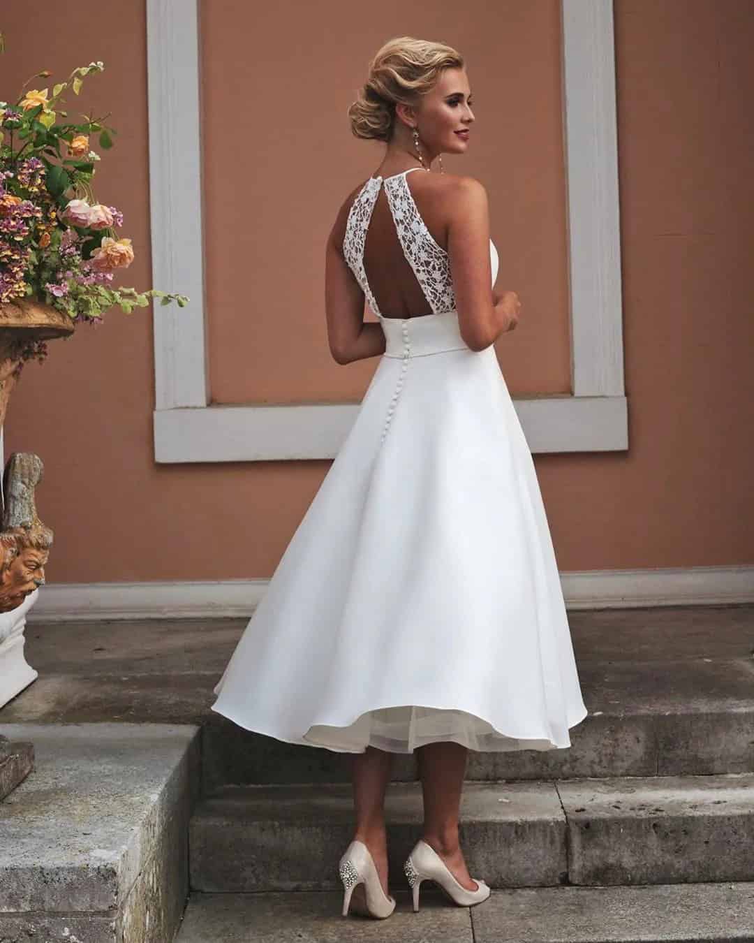 Tea Length Lace Wedding Dresses