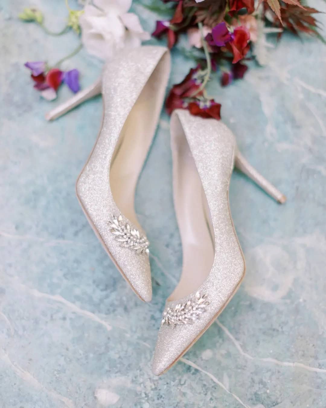 Low Heel Sparkly Wedding Shoes