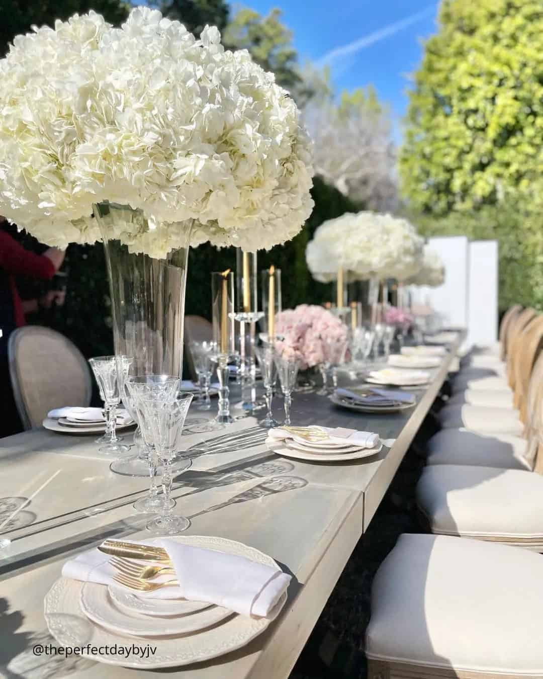 Outdoor wedding table settings