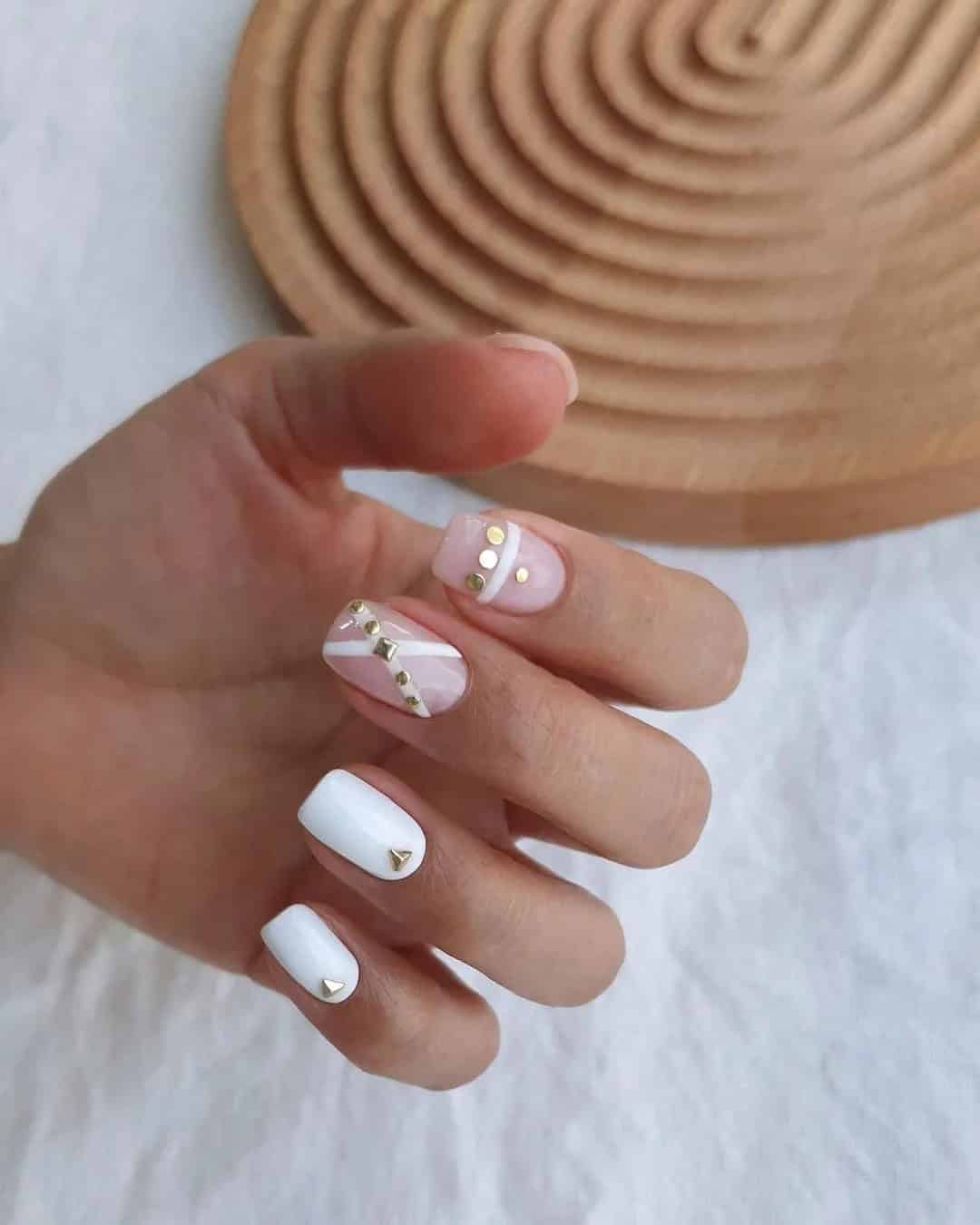 White Geometric Nail Designs