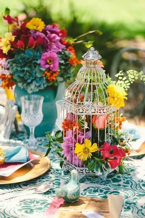 Caged flower decor