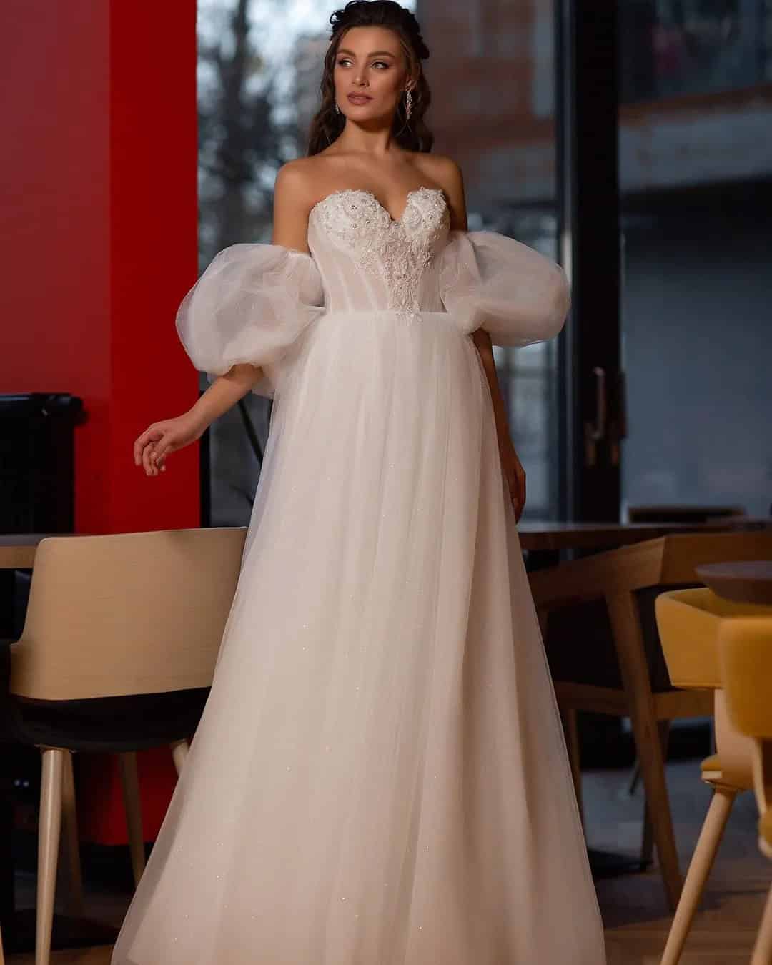 Fashion Wedding Dresses With Puff Sleeves