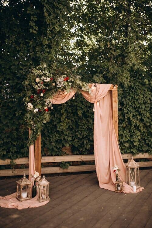 Draped fabric arch