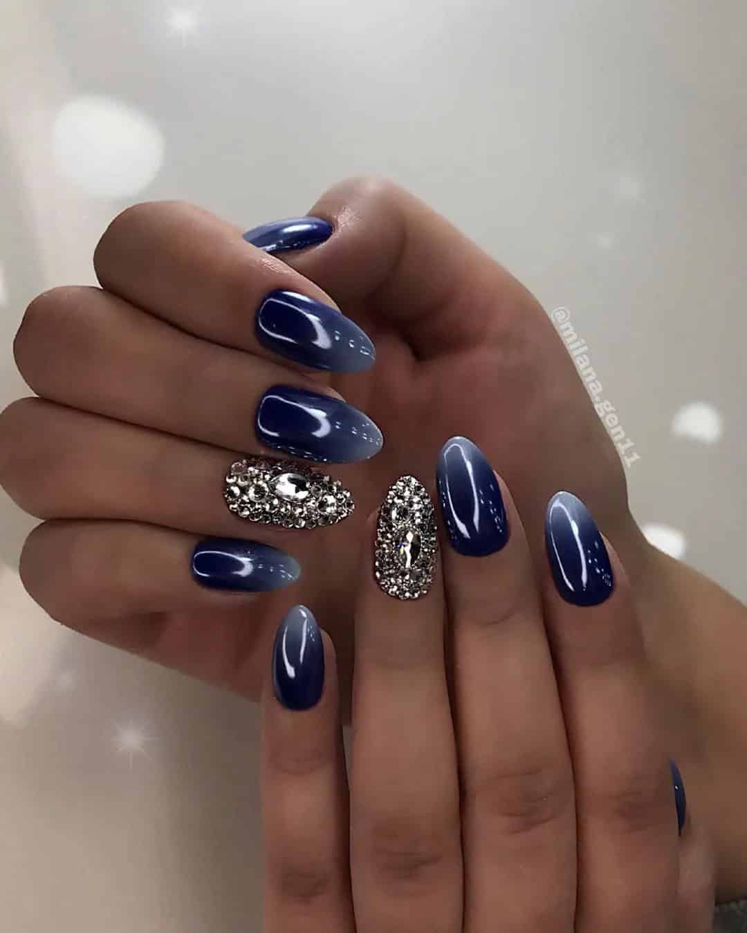 Blue or Purple Dark Wedding Nails