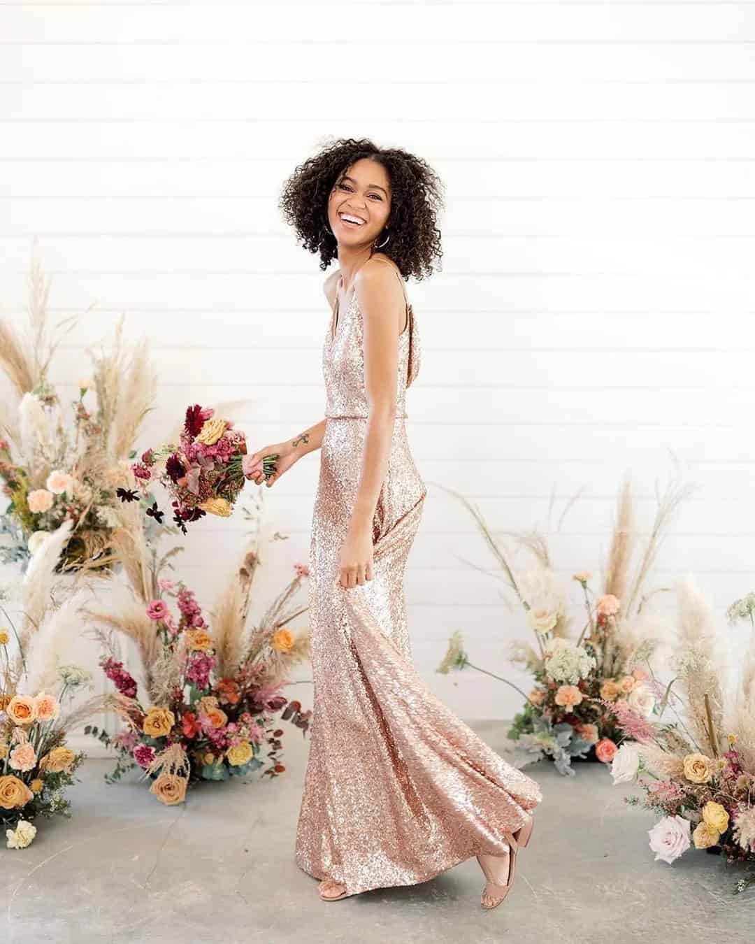 Long Rose Gold Bridesmaid Dresses