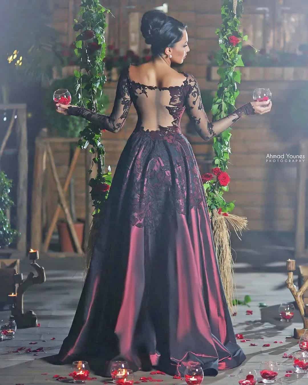 Black And Purple Gothic Wedding Dresses