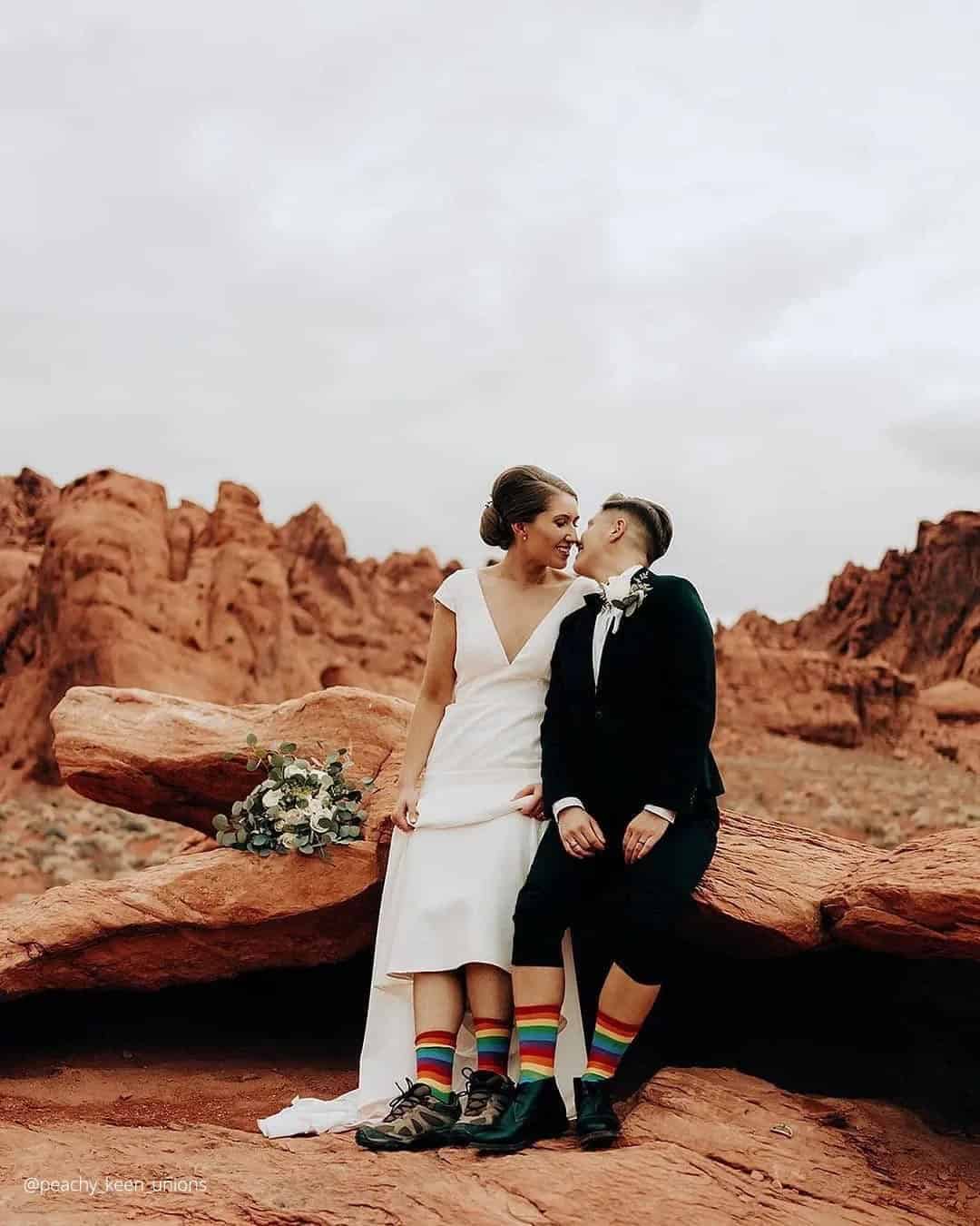 Rainbow Socks – Lesbian Wedding Outfit Ideas