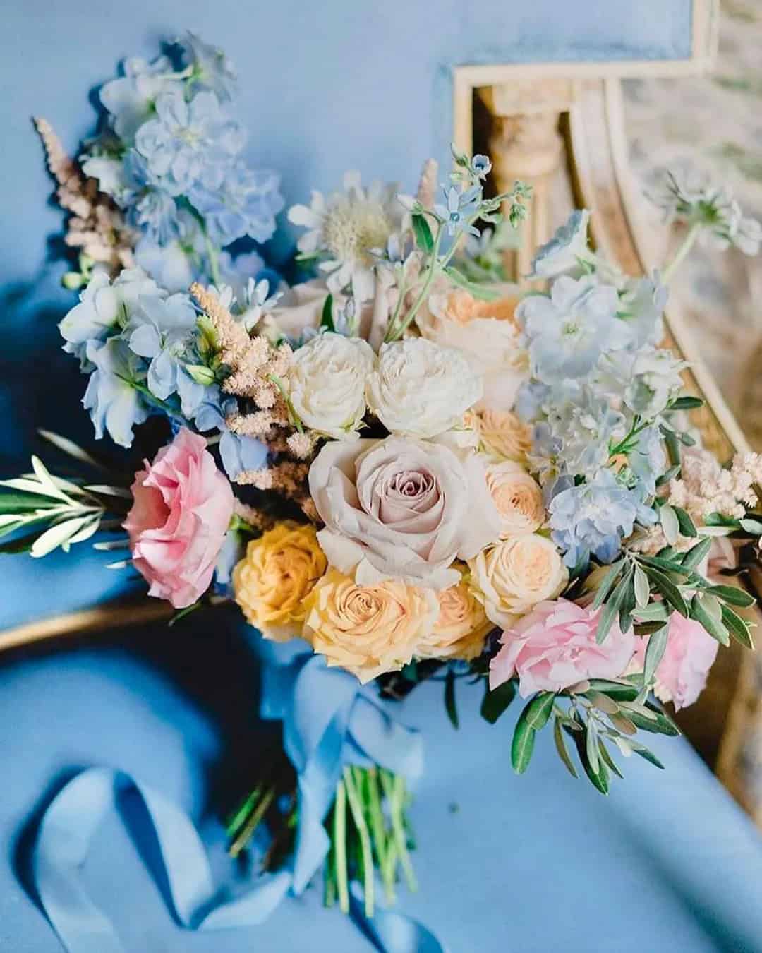 Blue And White Wedding Bouquets