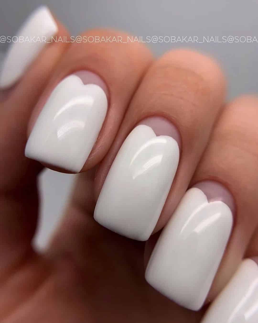 Short White Wedding Nails