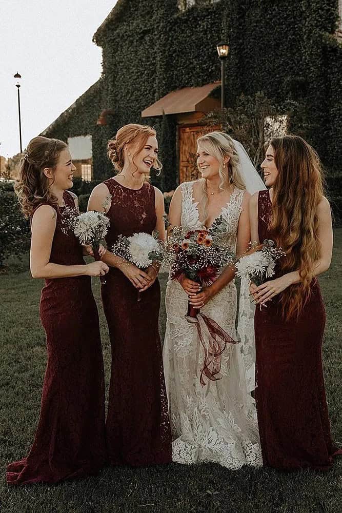 Burgundy Bridesmaids Dresses