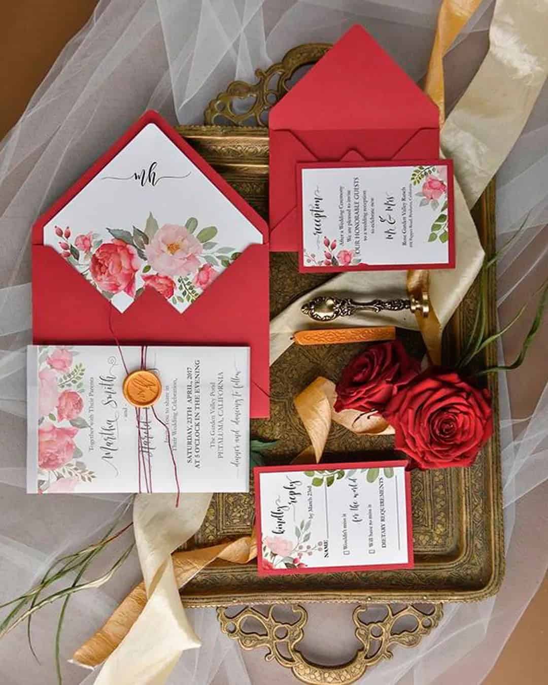 Red And White Wedding Invitations