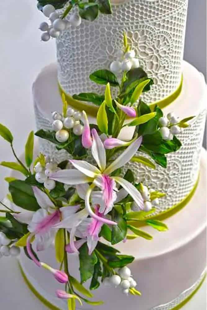 White Cakes With Colorful Flowers