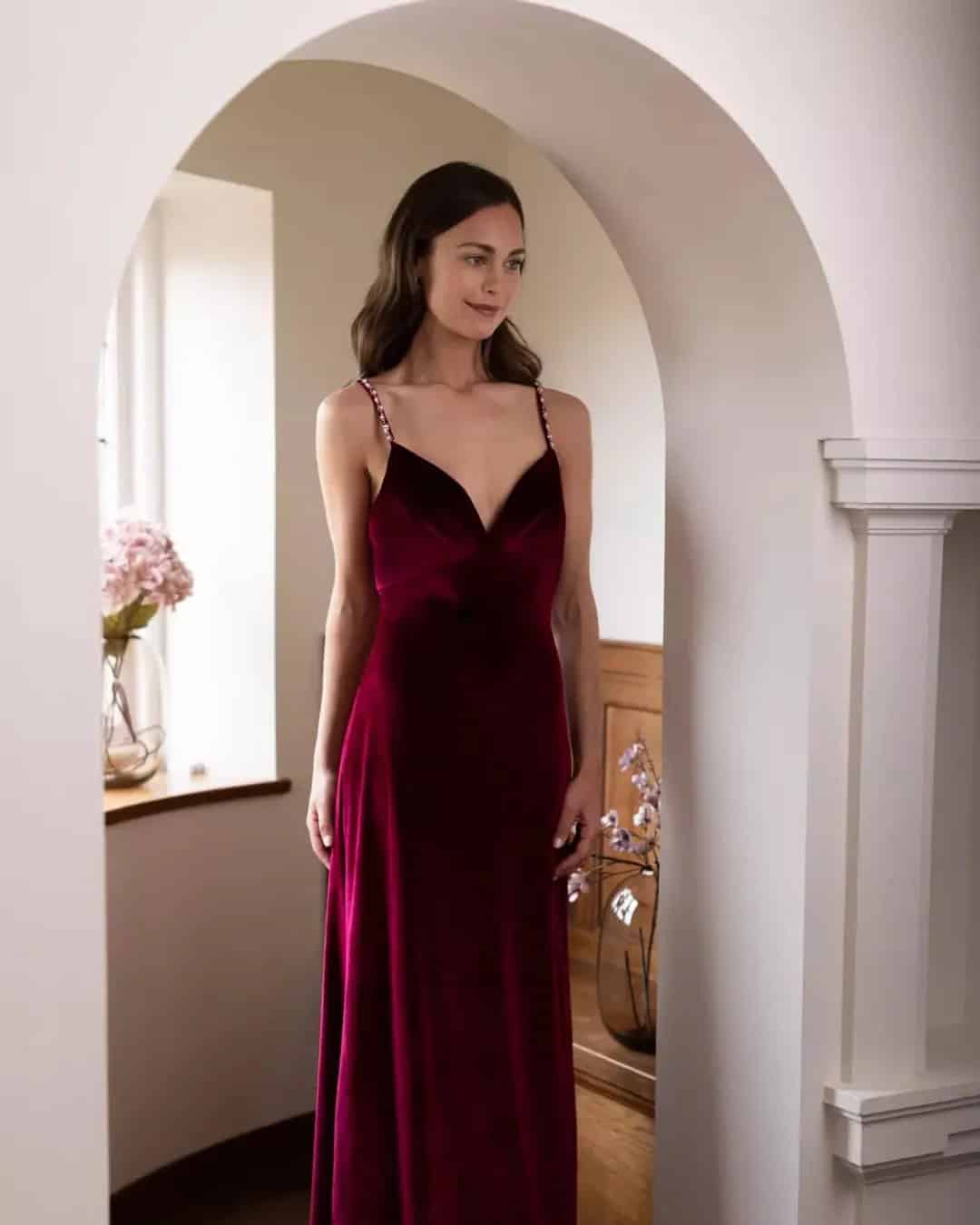 Burgundy Velvet Dresses