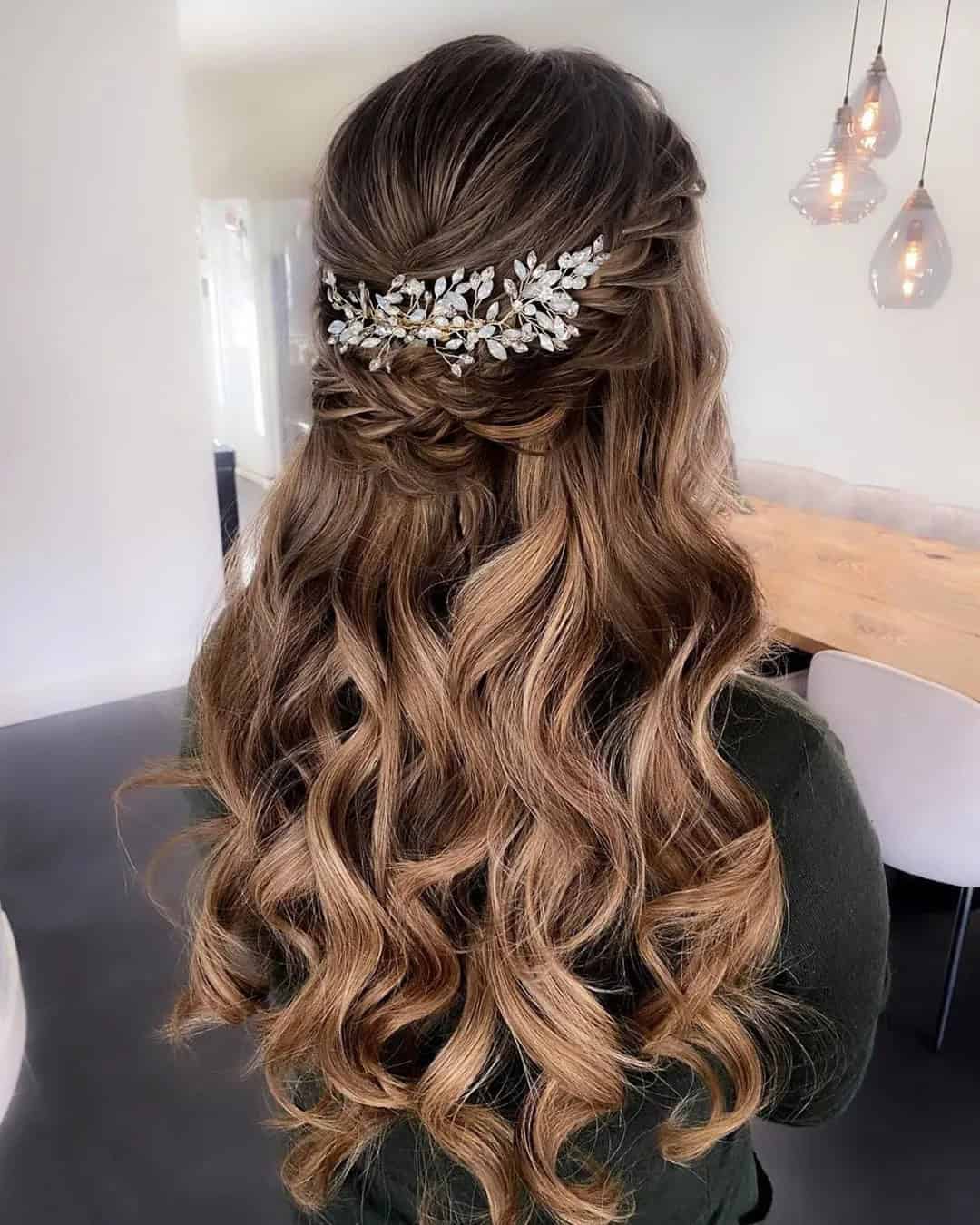 Long Hair Half Up Half Down Wedding Hairstyles