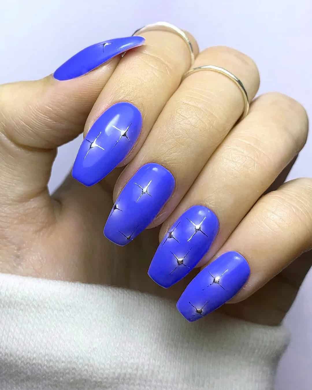 Blue With Silver Designs