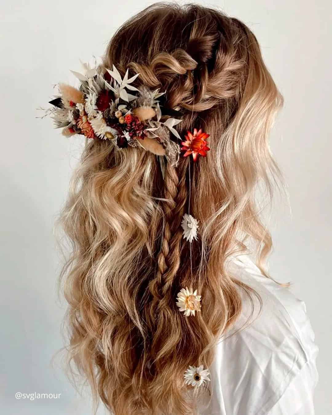 Boho Wedding Hair With Flowers