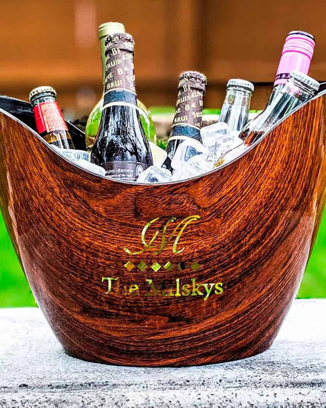 Rustic Wooden Wine Ice Bucket