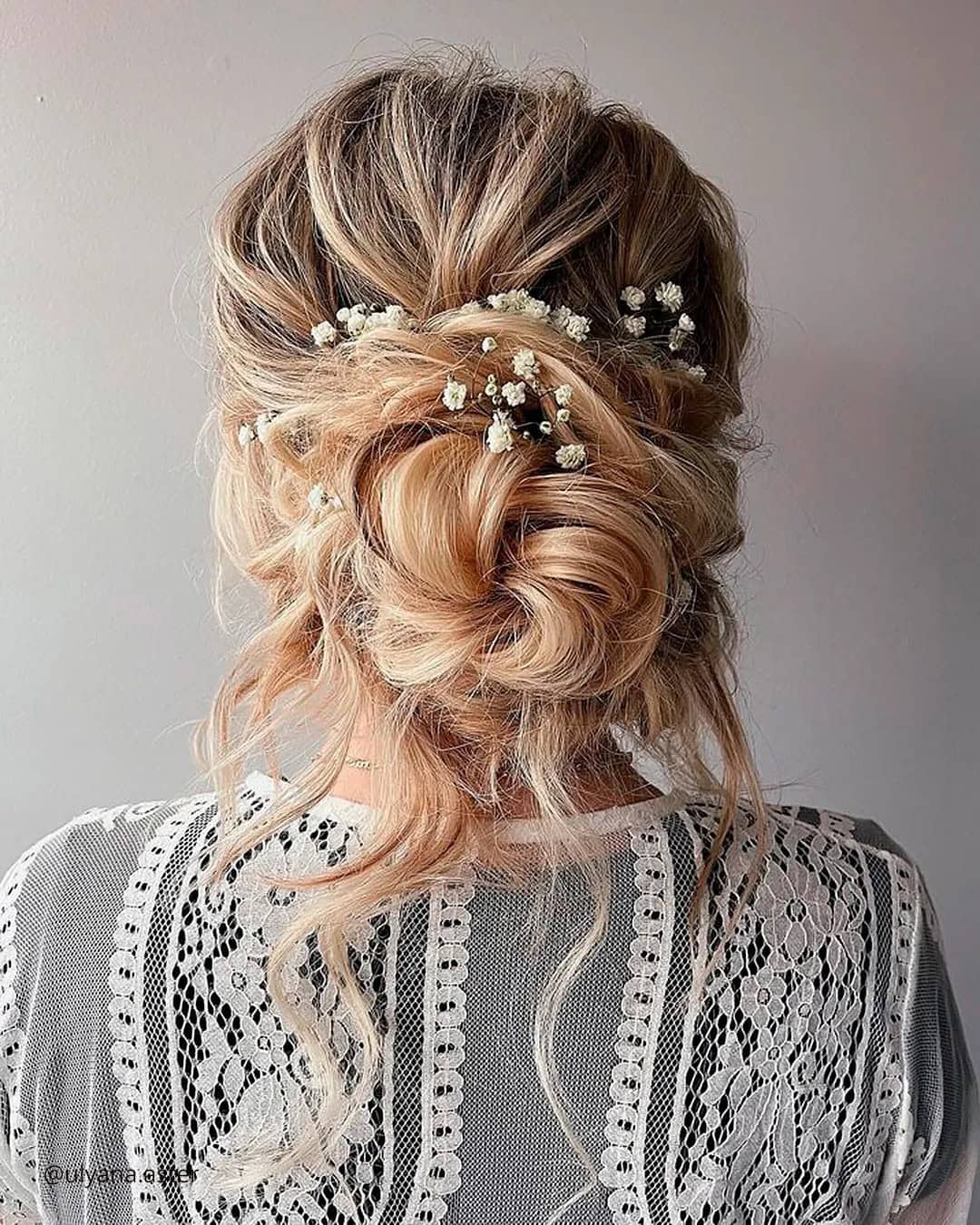 Textured Updo with Floral Accents