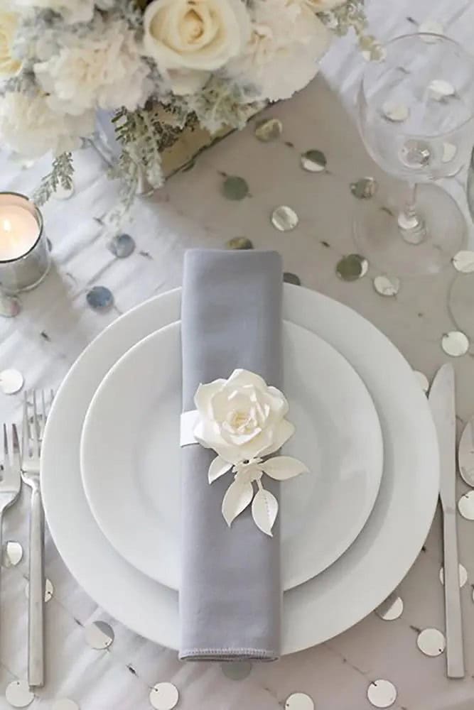 Table Setting Silver Wedding Decor Ideas