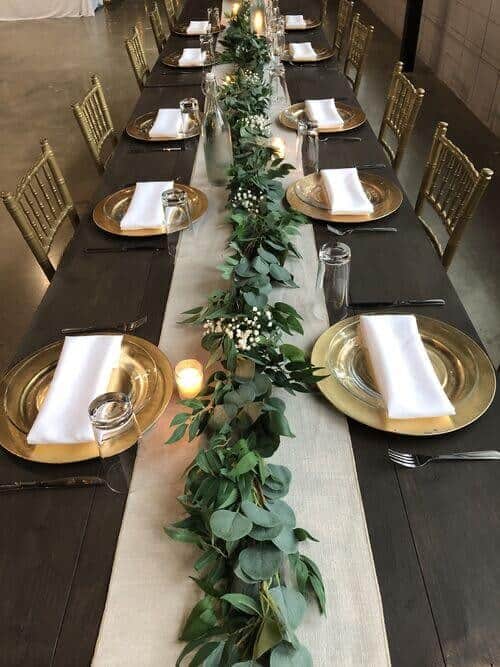 Gold and green table settings