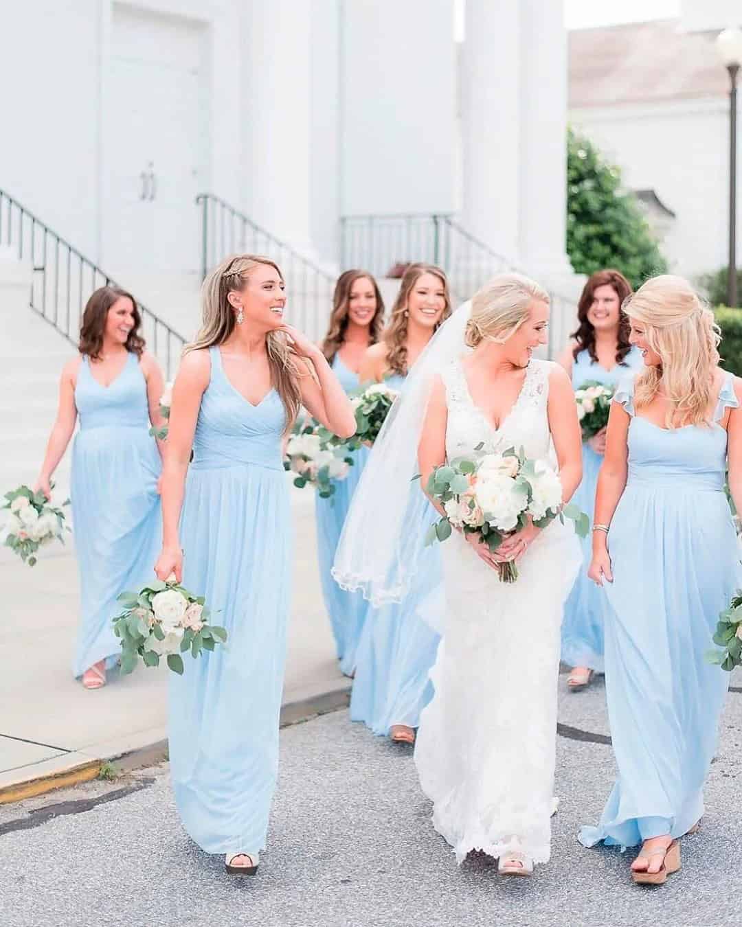 Blue And White Bridesmaid Dresses