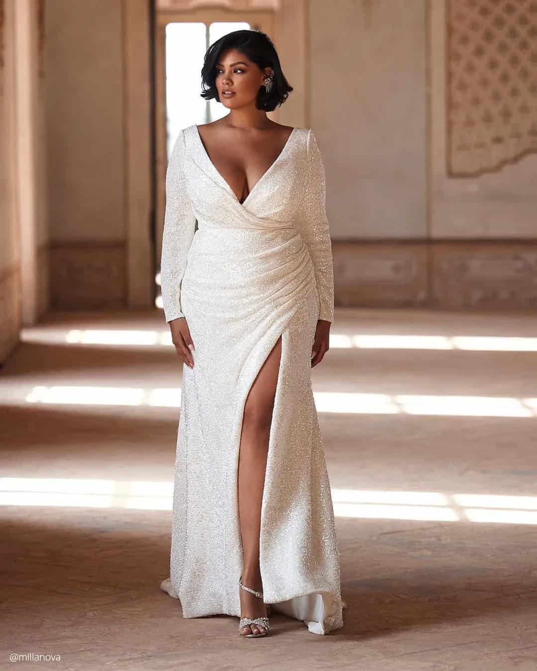 Simple Wedding Dresses With Sleeves Plus Size