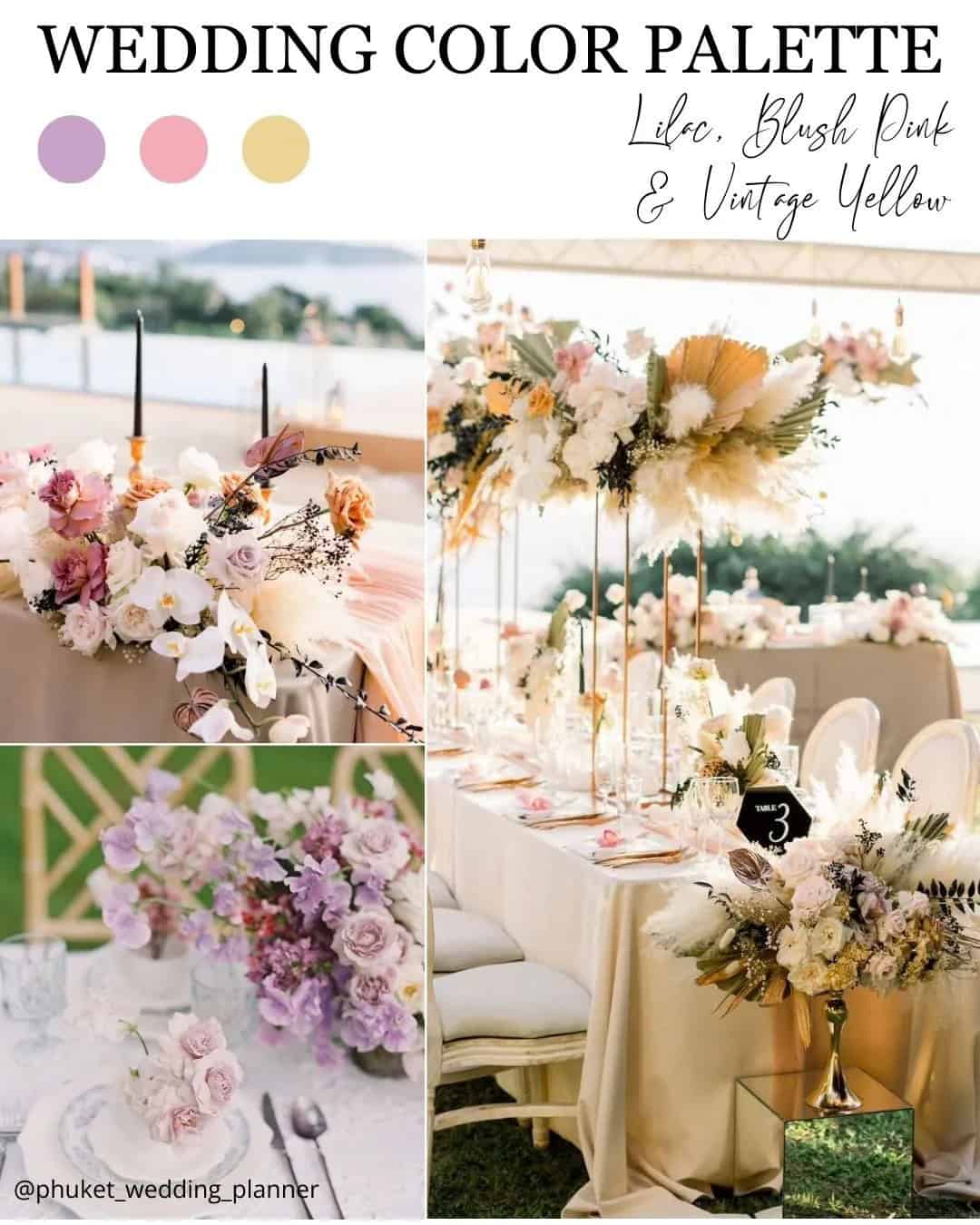 Lilac, Blush Pink & Vintage Yellow Wedding Color Palette