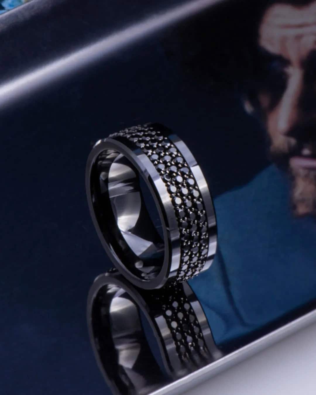 Black Cobalt Wedding Bands