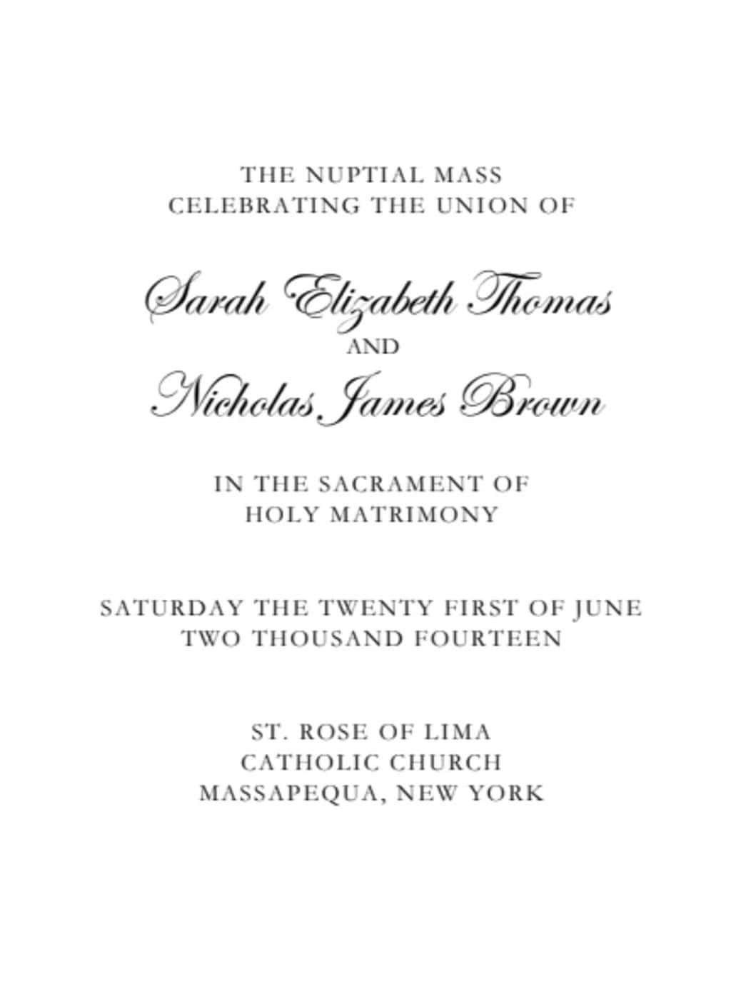 Catholic Wedding Program Template Ideas