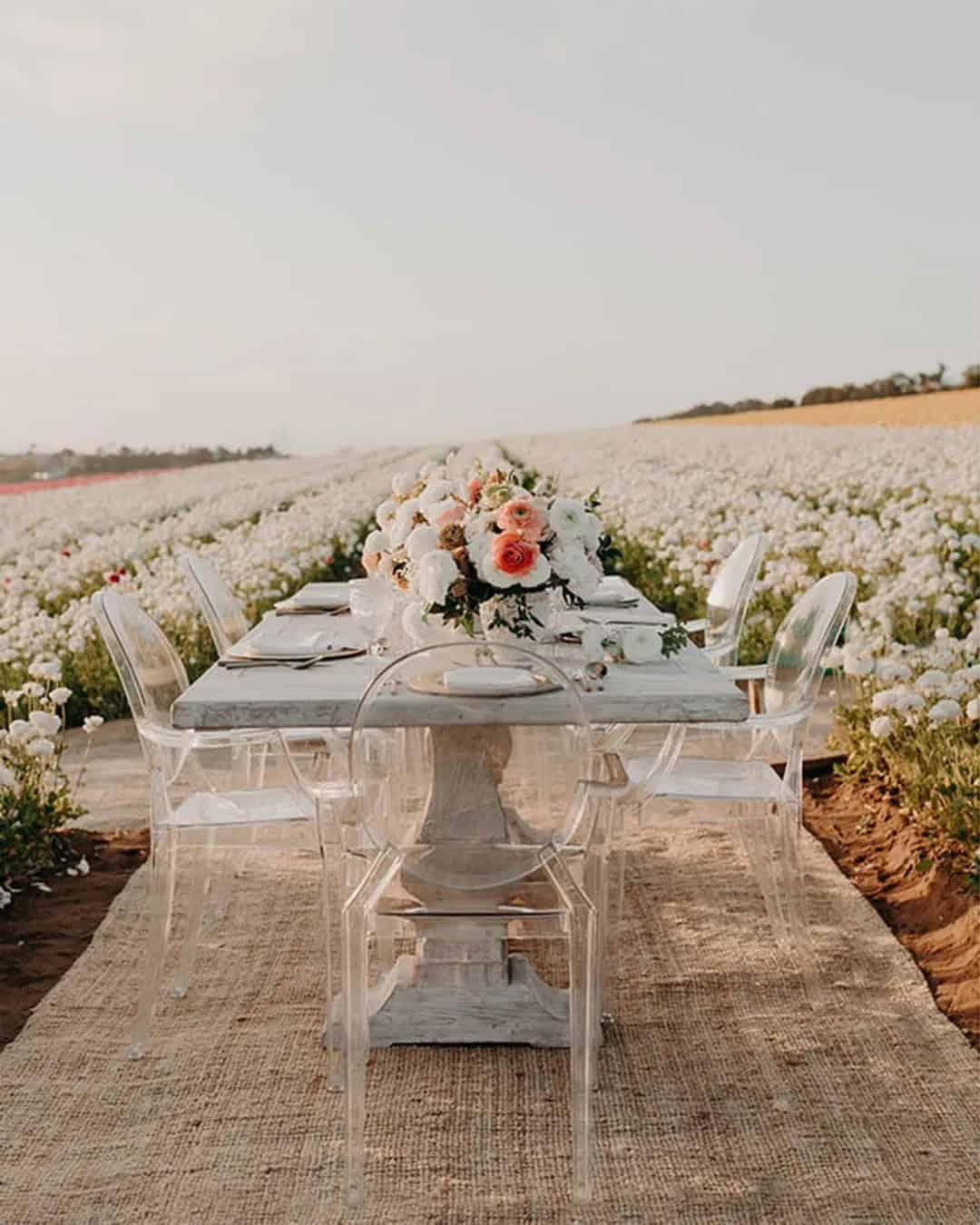 Cheerful Wedding In Flower Field