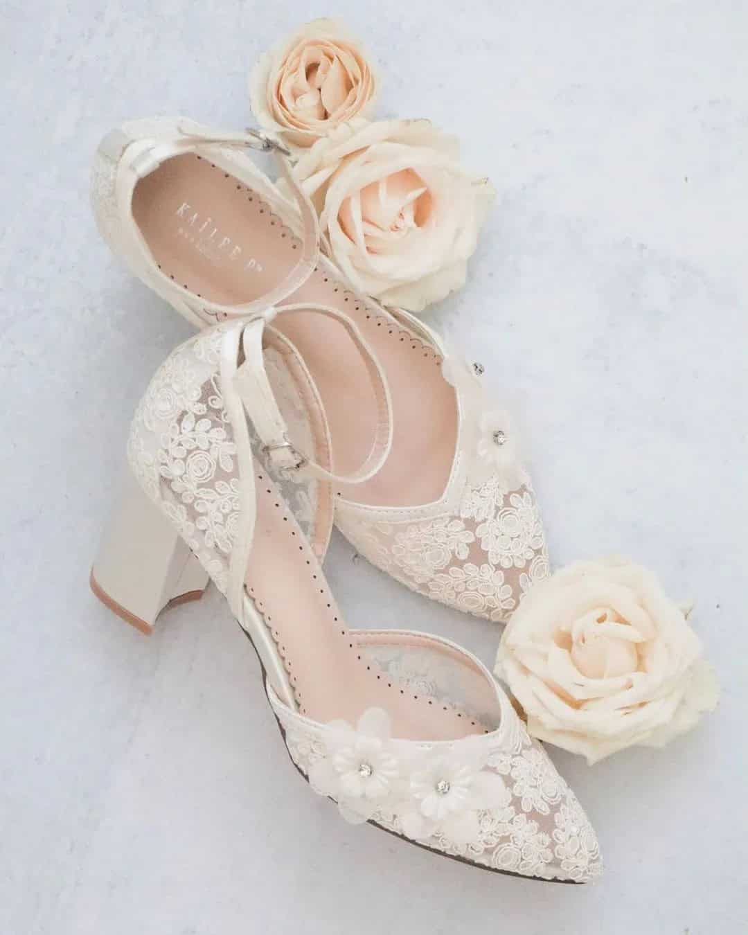 Lace Kitten Heel Shoes