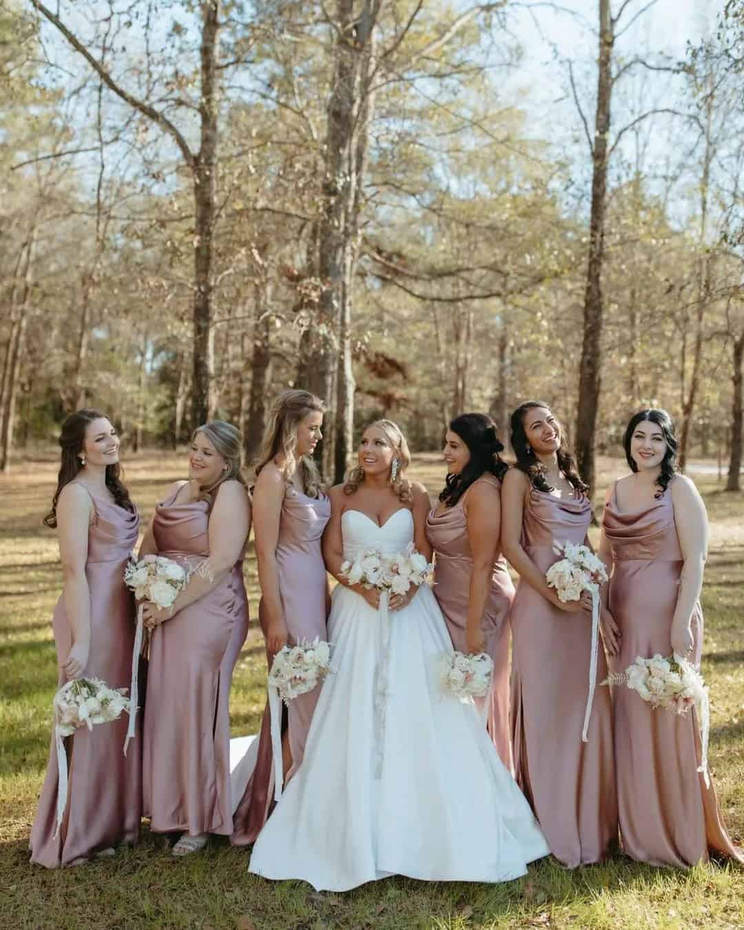 Long Rose Gold Bridesmaid Dresses