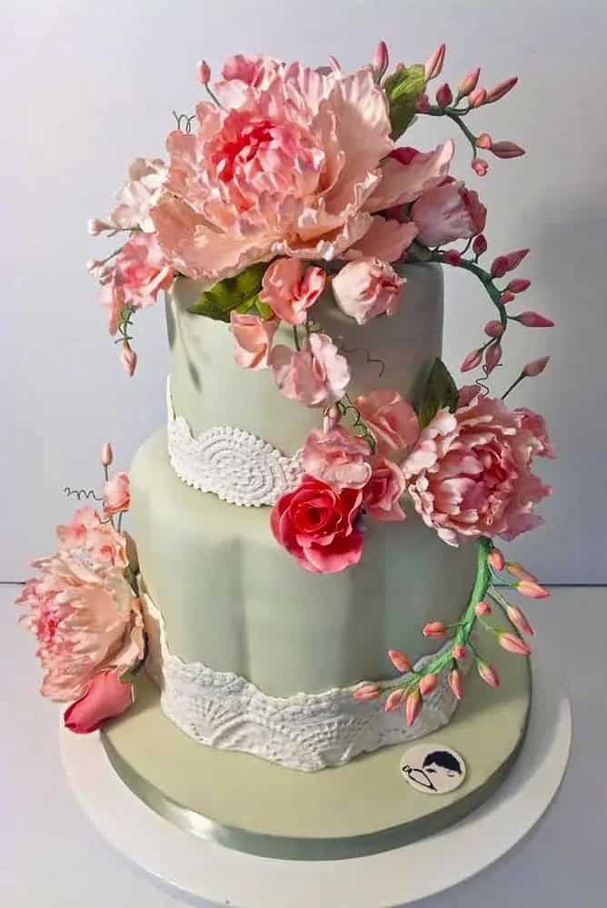 Colorful Fondant Flower Wedding Cakes