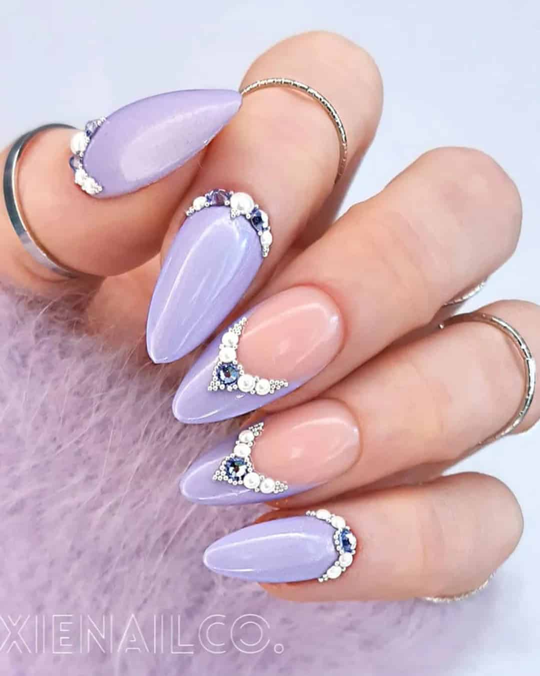 Vintage Purple Nail Designs For Brides