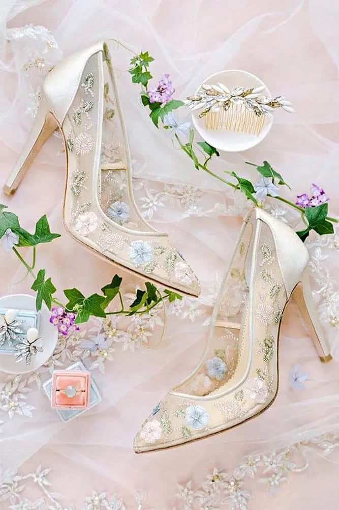 Bridal Shoes With Floral Ornament