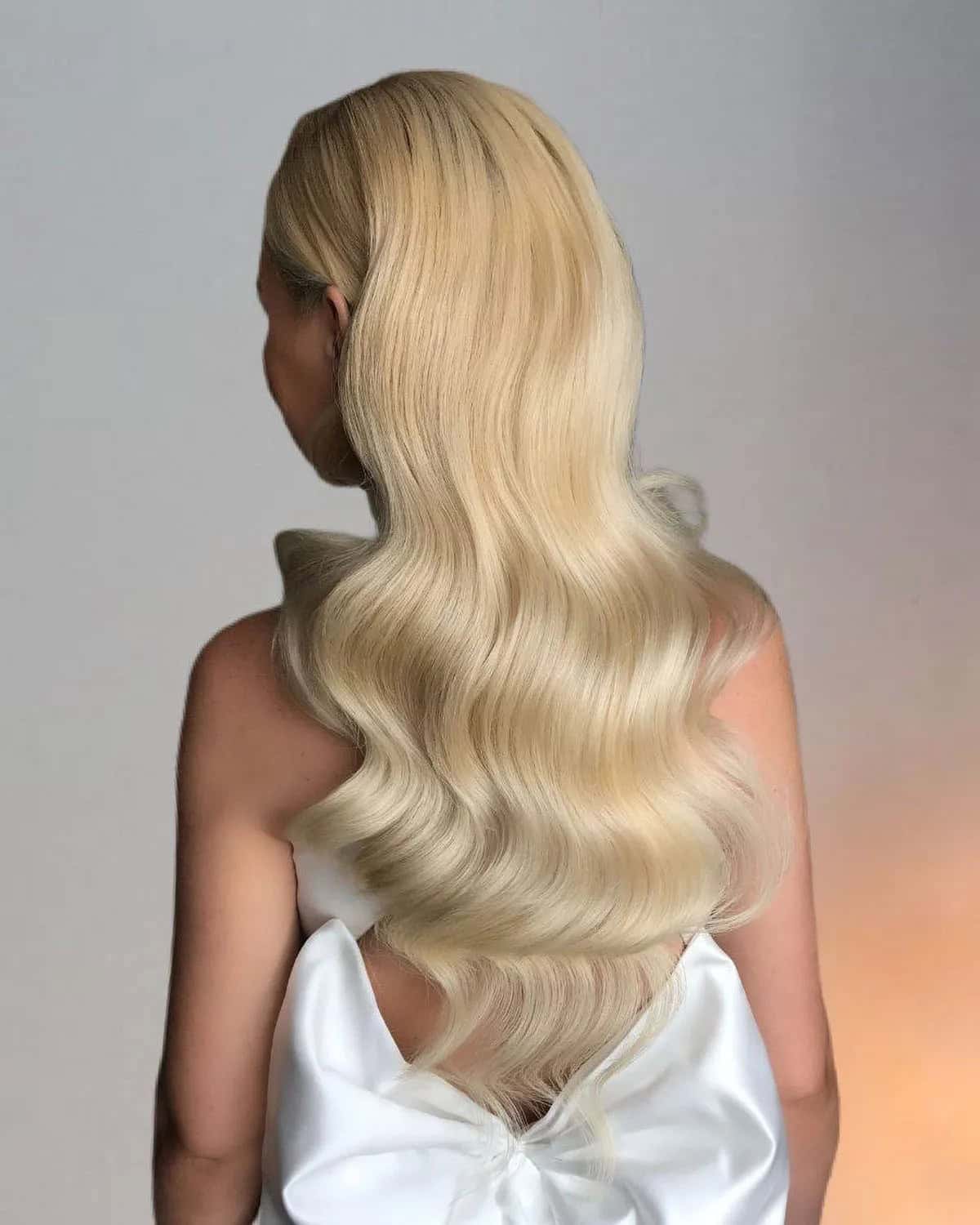 Sleek Waves Wedding Hair Down