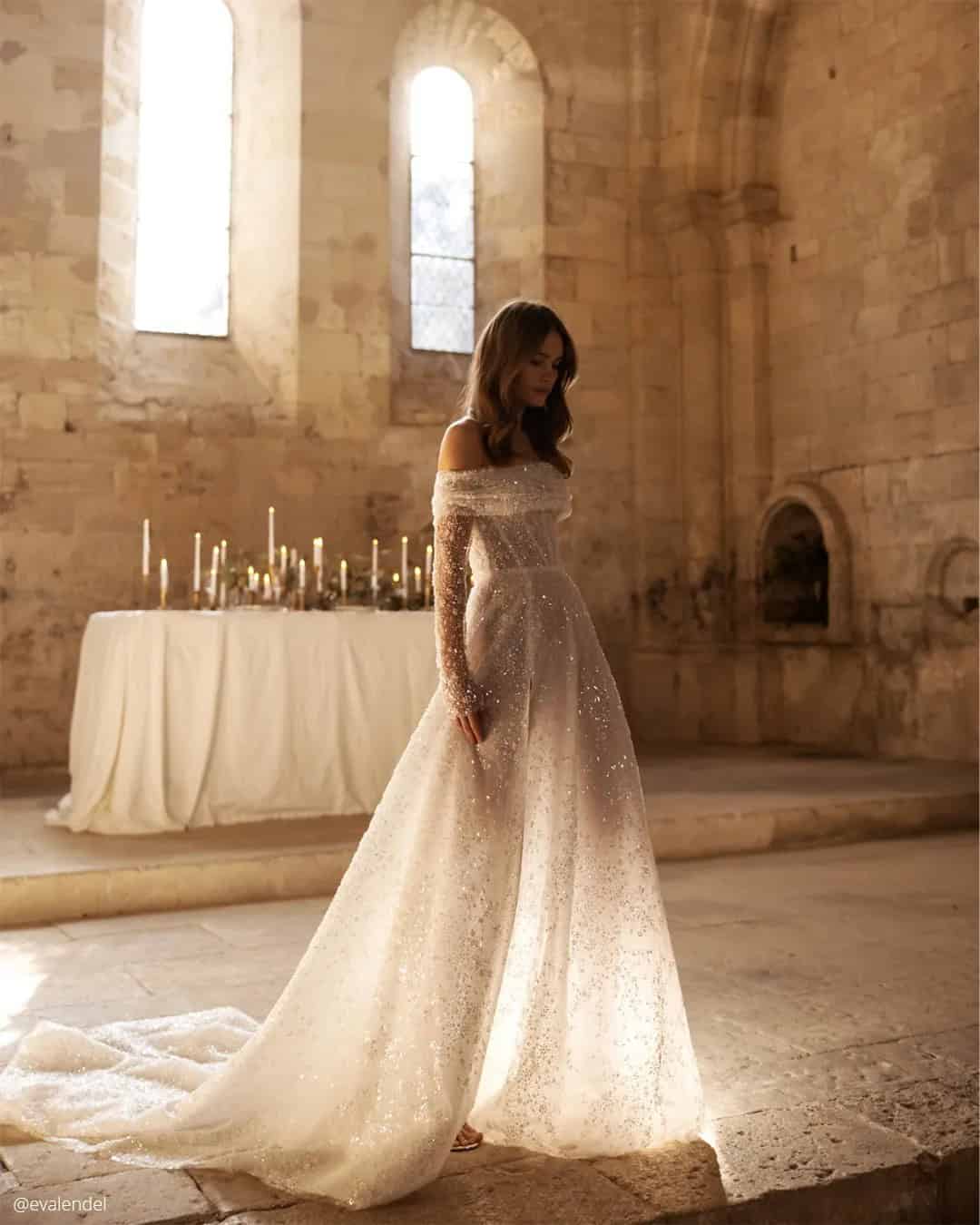 Off The Shoulder Long Sleeve Wedding Dresses