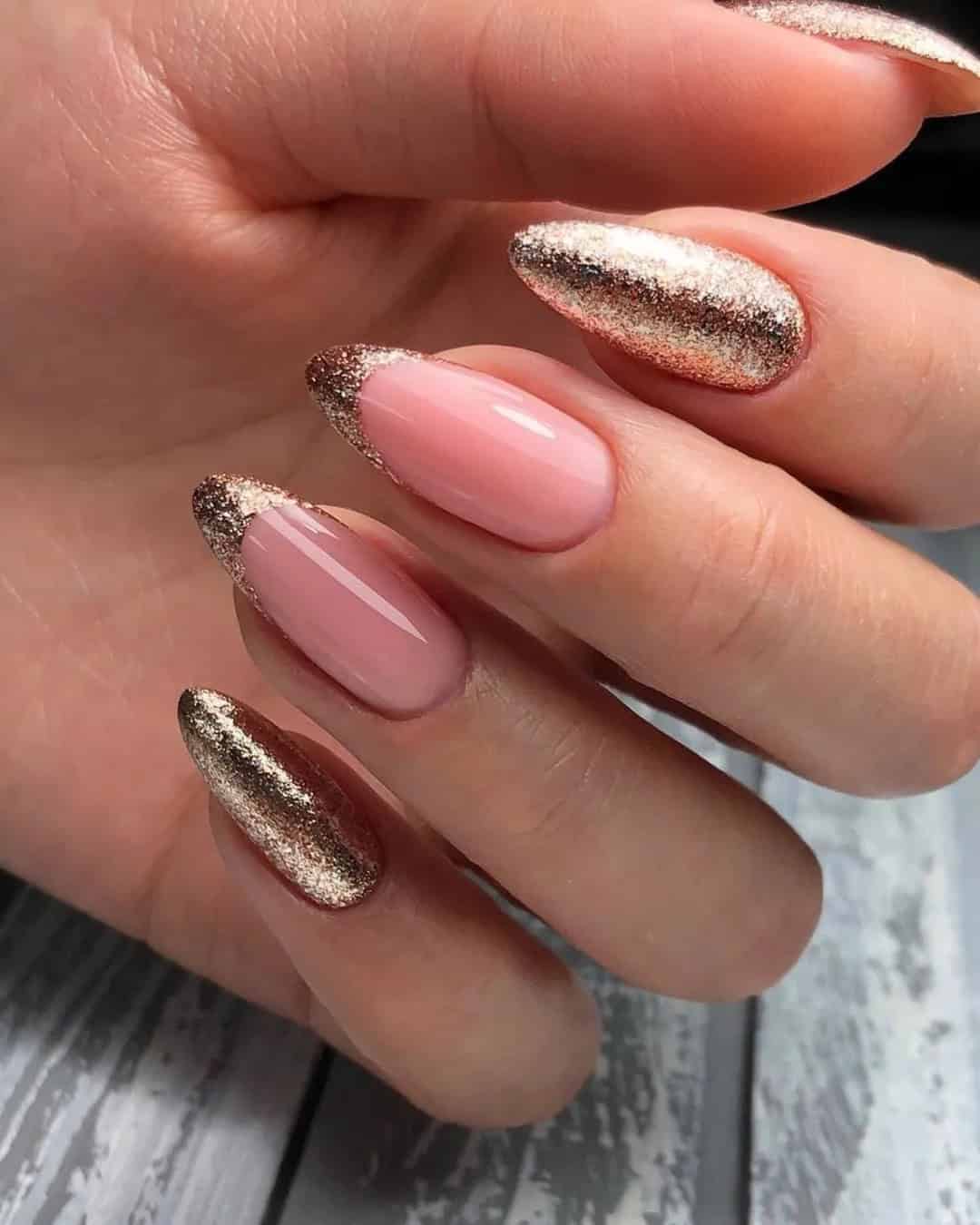 French Manicure with Gold